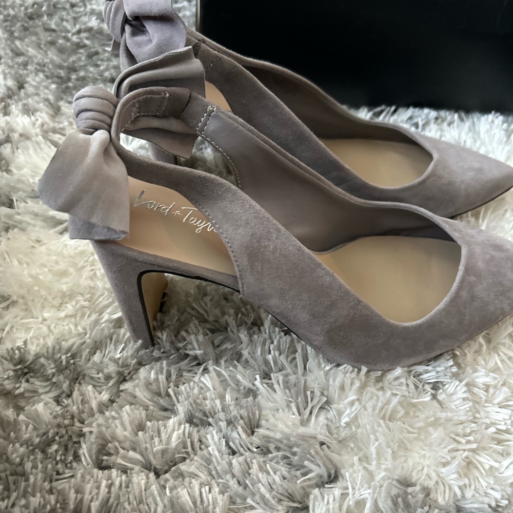 Lord & Taylor Taupe Suede Heels